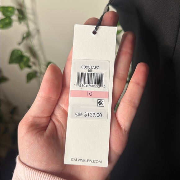 Calvin Klein Faux-Leather-Trim Sheath Dress NWT - Picture 10 of 11